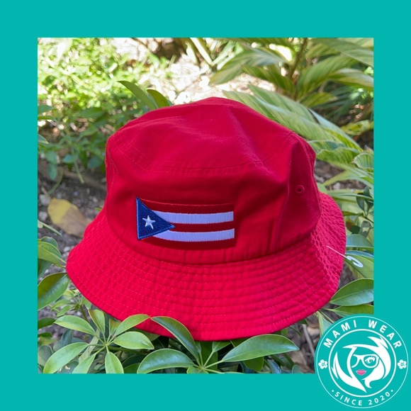 Puerto Rico Embroidered Flag Bucket Hat Red - Picture 2 of 2